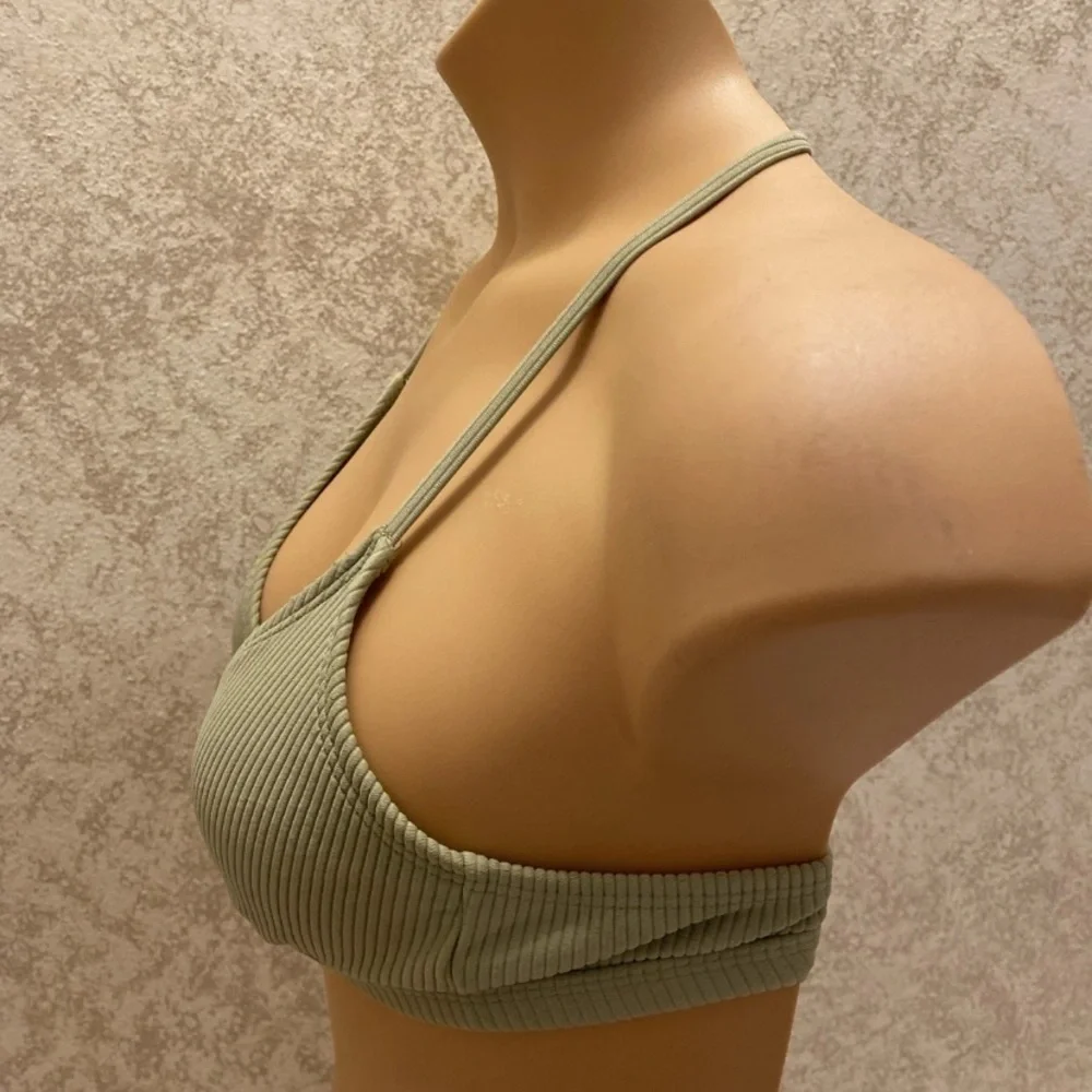 Adore Me Mossy Green Velvet Ribbed Bikini Top